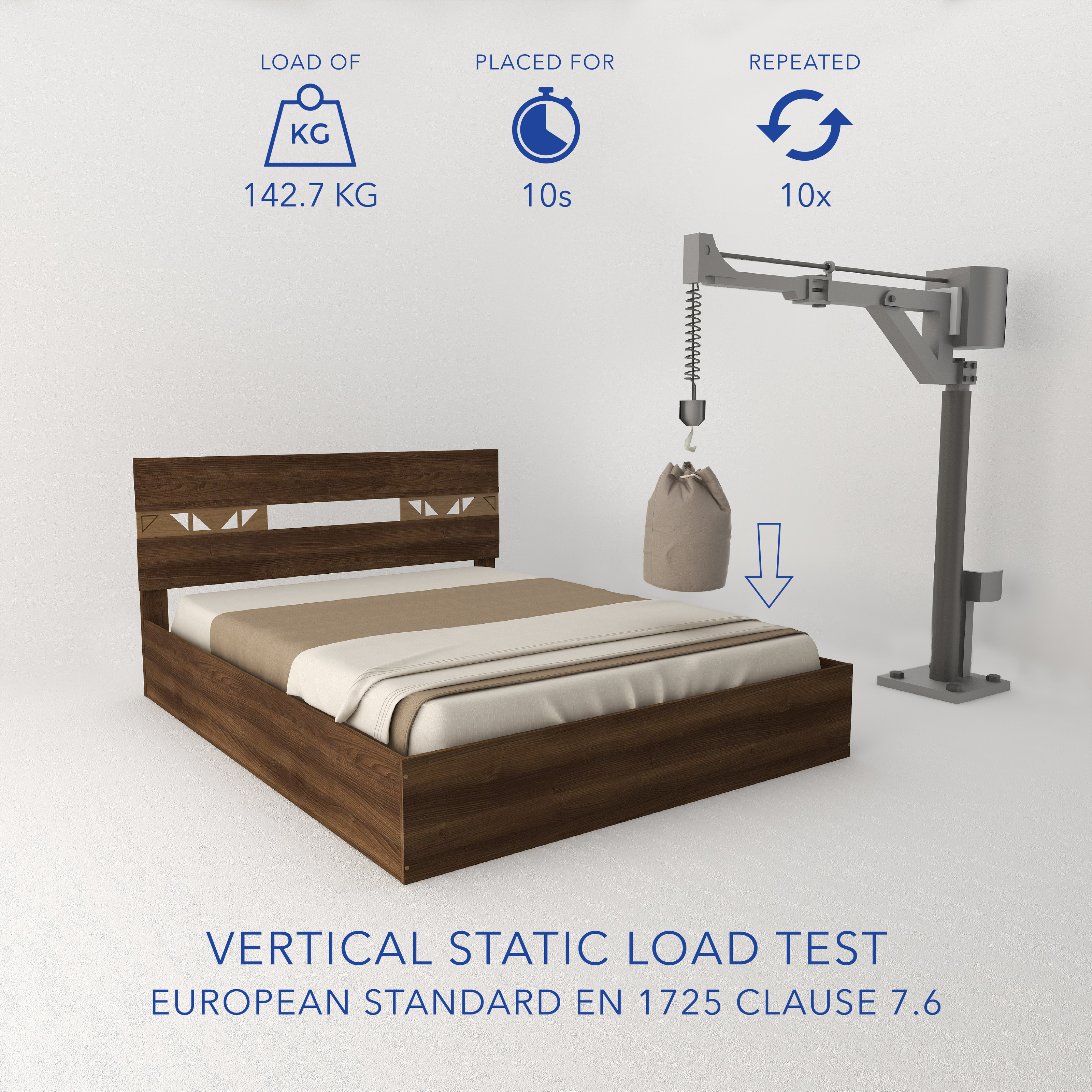 Salmacis Queen Bed – Solid Wood Walnut Finish