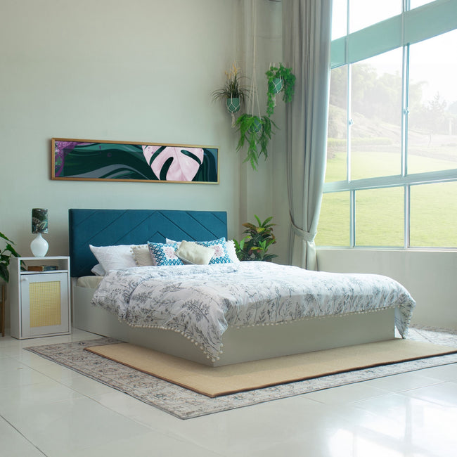 Mudra Queen Bed – Leatherette Upholstered with Box Storage