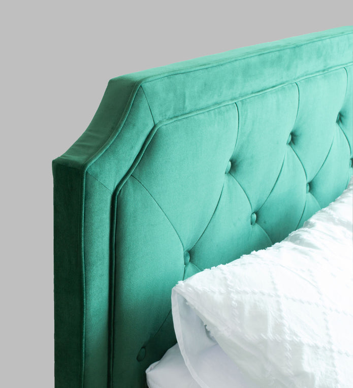 سرير سيتا كوين - مُنجّد بالجلد الصناعي مع صندوق تخزين