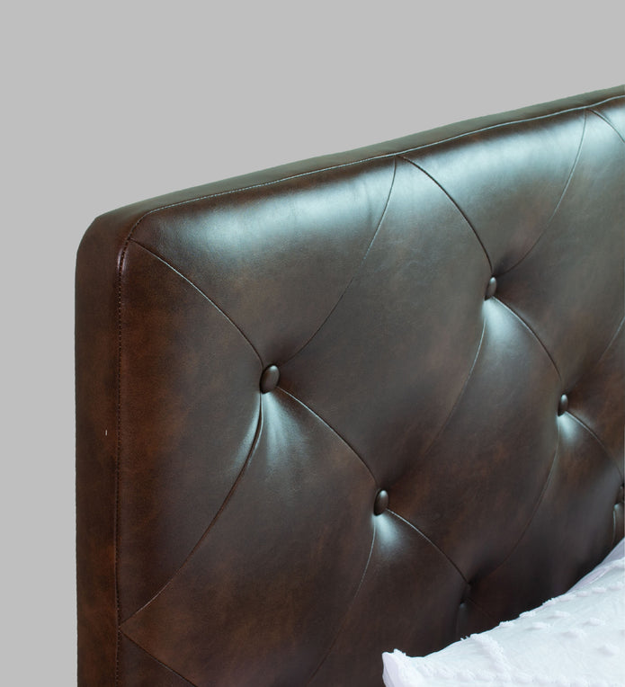 سرير تبغ مع قماش جلدي فاخر وصندوق تخزين - سرير كوين