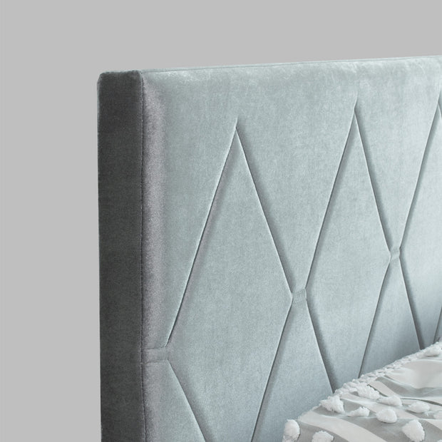 سرير كوين كونداليني - سرير منجد من الجلد الصناعي مع صندوق تخزين