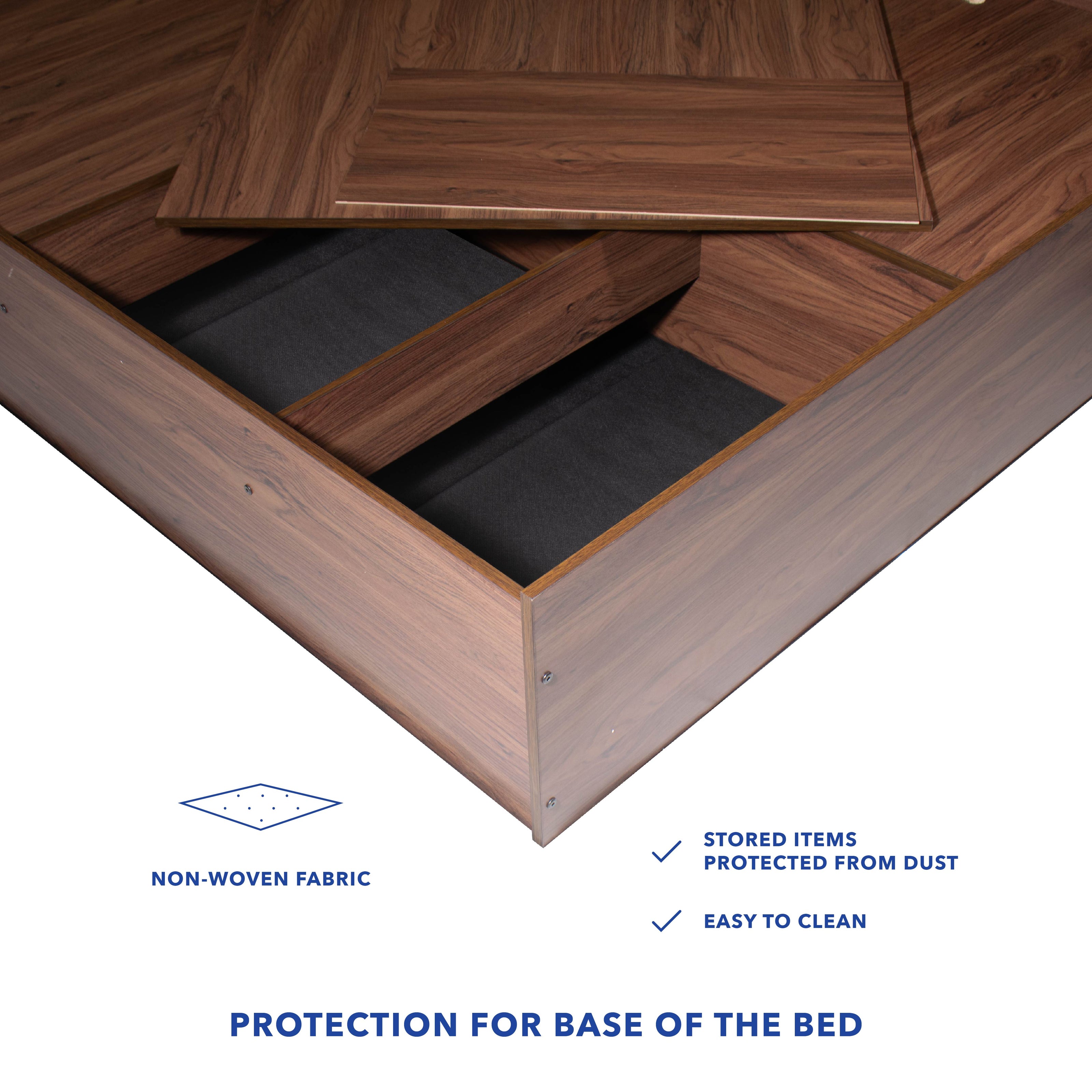 Timber Queen Bed – Walnut Finish with Box Storage