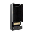 Ren Wooden 2-Door Wardrobe with Rattan Shutters – DF2H
