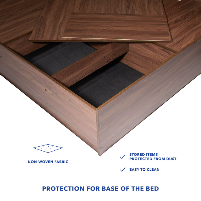Lavish Queen Bed Walnut Base With Box Storage (Non-Woveen)