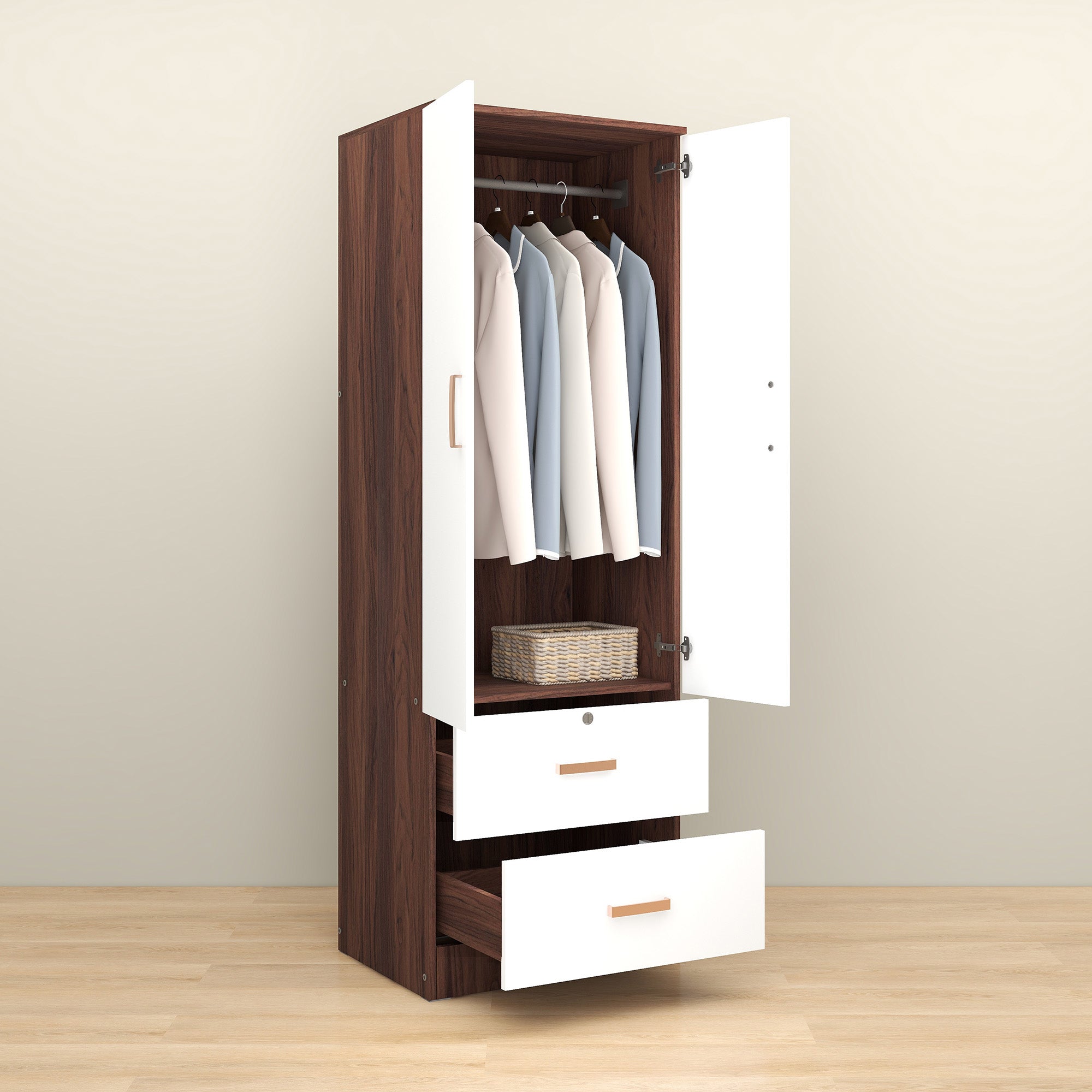 خزانة ملابس خشبية ببابين من رين – غرفة نوم مدمجة الميرة