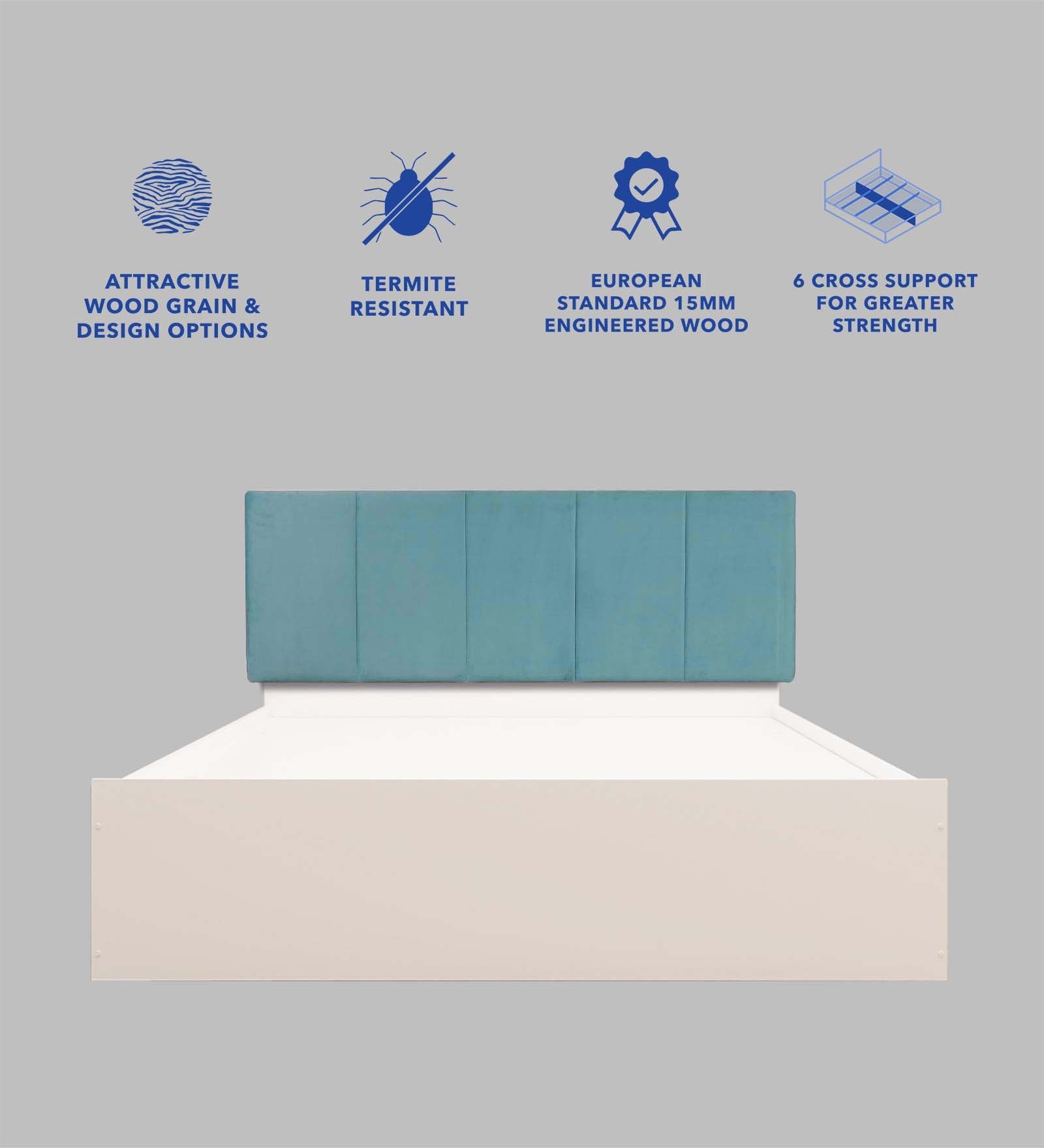 سرير يانترا كوين - مُنجّد بالجلد الصناعي مع صندوق تخزين