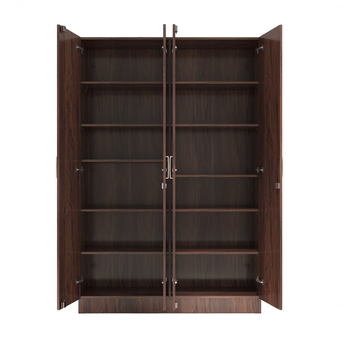 Kenzou 4-Door Engineered Wood Wardrobe – Large Almirah with Hanging Rod & Shelves