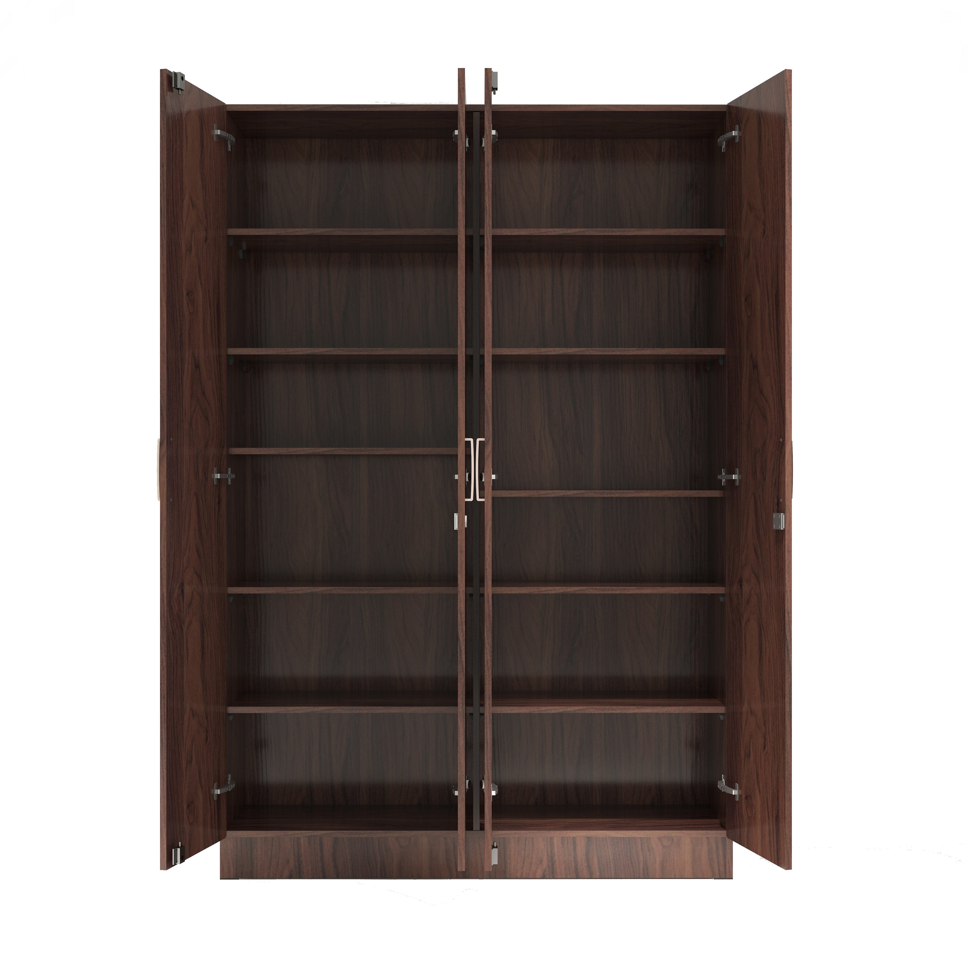 Kenzou 4-Door Engineered Wood Wardrobe – Large Almirah with Hanging Rod & Shelves