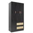 Ren 3-Door Engineered Wood Wardrobe with Rattan Design – Bedroom Almirah
