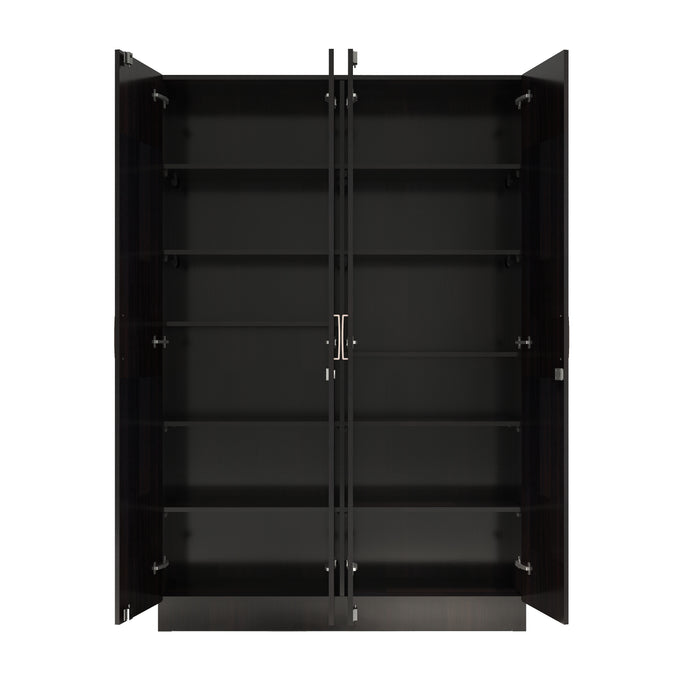 Kenzou 4-Door Engineered Wood Wardrobe – Large Almirah with Hanging Rod & Shelves