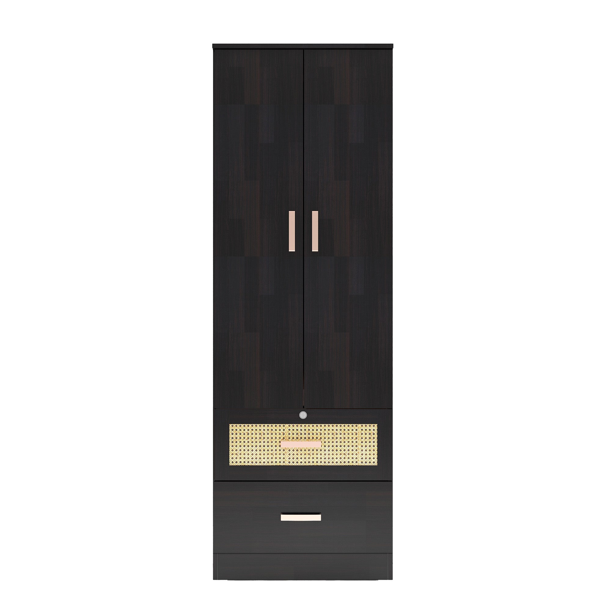 Ren Wooden 2-Door Wardrobe with Rattan Shutters – DF2H