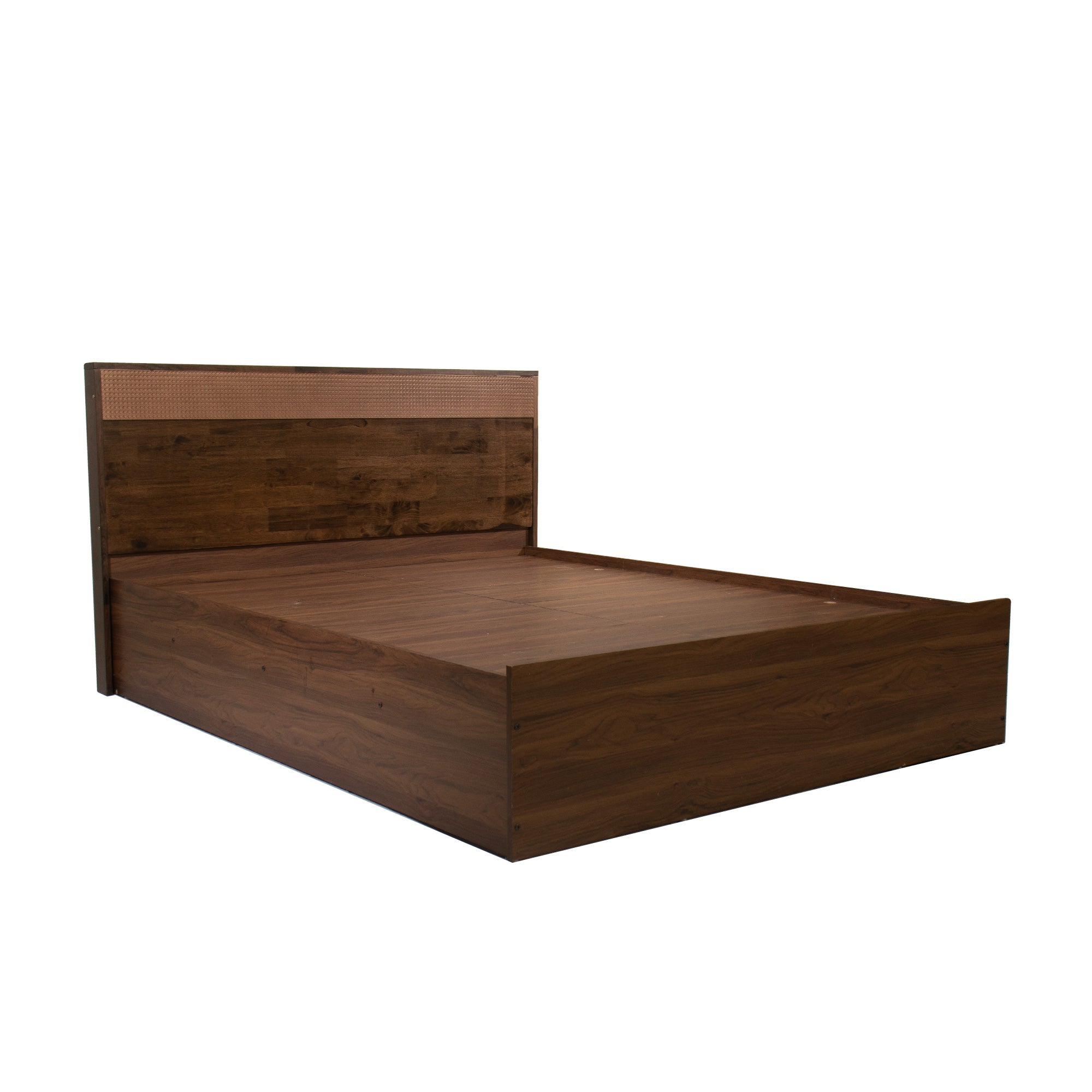 Eurotas Queen Bed – Solid Wood Rattan Headboard with Box Storage