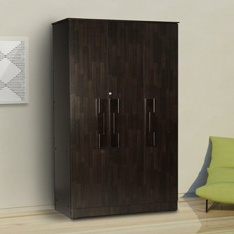 Poena 3-Door Engineered Wood Wardrobe – DF2H Modern Bedroom Almirah