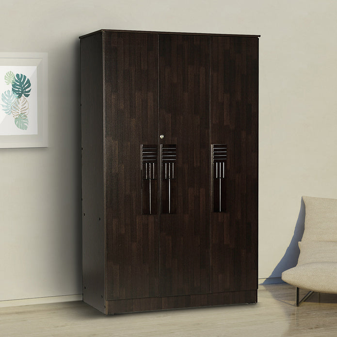 Laso 3-Door Engineered Wood Wardrobe with Shelves – DF2H