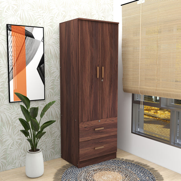 Ren 2-Door Wooden Wardrobe with Compact Storage – DF2H