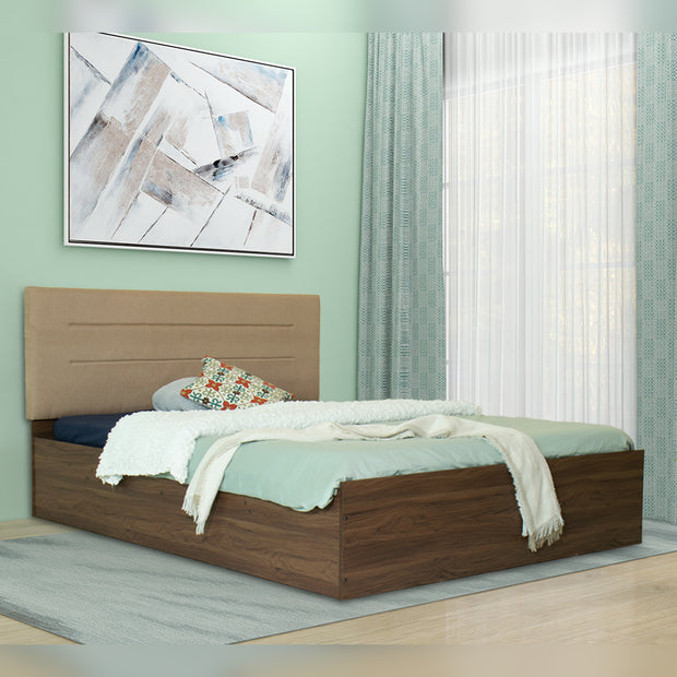 Bakhti Queen Bed – Leatherette Upholstered Bed with Box Storage – DF2H