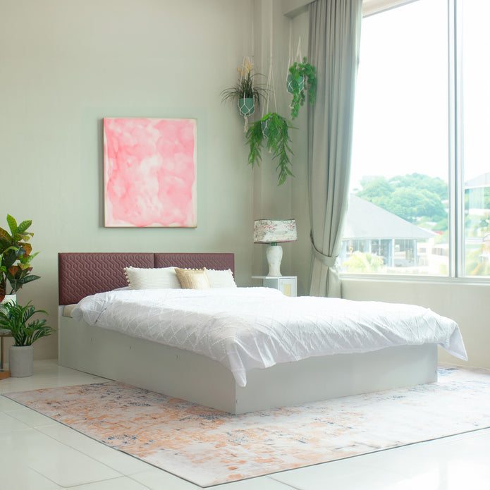 Lush Deluxe Queen Bed White Base With Box Storage (Non-Woveen)