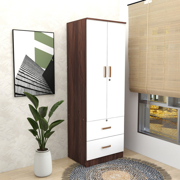 Ren Wooden 2-Door Wardrobe – Compact Bedroom Almirah