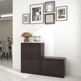 Kamiya Wooden Shoe Rack with Cabinet – Columbia Walnut Finish – DF2H