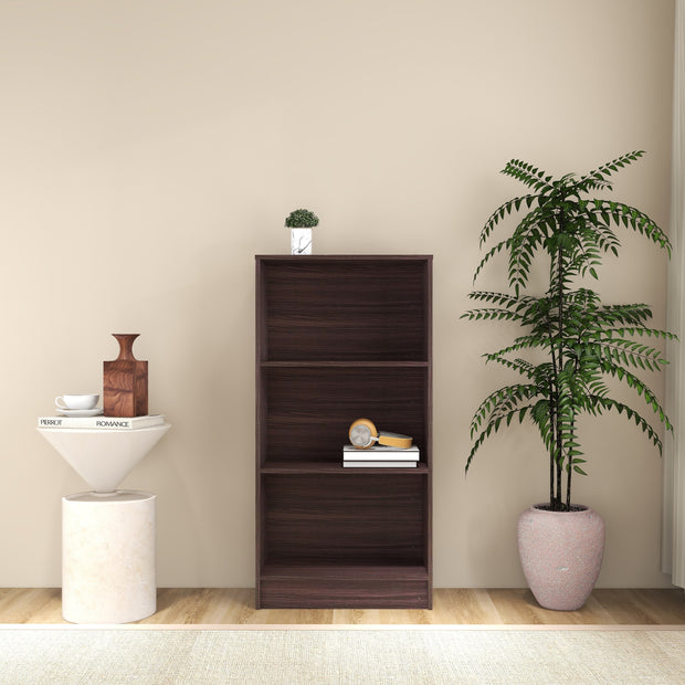 Hayao 3-Tier Wooden Bookshelf with Cabinet in Wenge Finish – DF2H