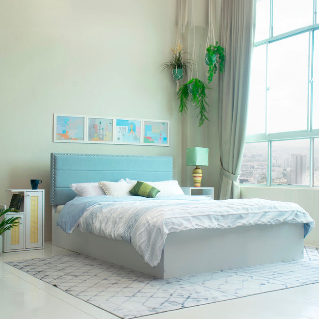 Samadhi Queen Bed – Leatherette Upholstered with Box Storage
