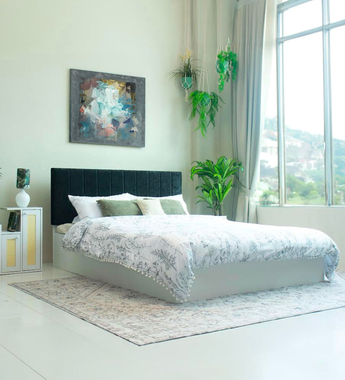 سرير سامسكارا كوين - سرير منجد من الجلد الصناعي مع صندوق تخزين