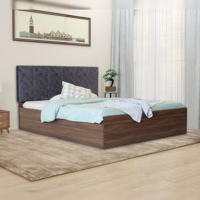 Prana Queen Bed – Leatherette Upholstered Bed with Box Storage – DF2H