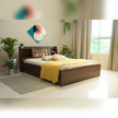 Timber Queen Bed – Walnut Finish with Box Storage