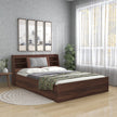 Lavish Queen Bed Walnut Base With Box Storage (Non-Woveen)