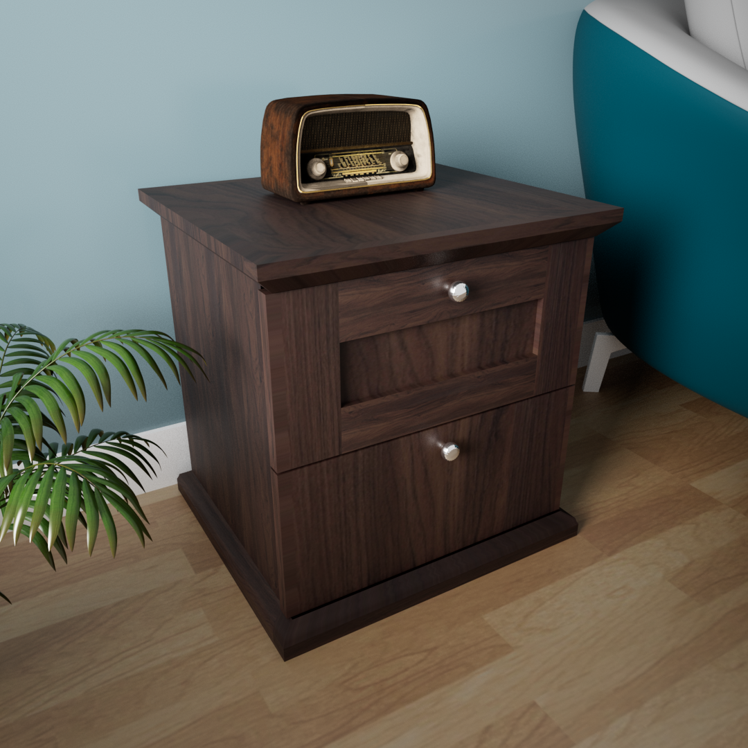 Taro Wooden Bedside Table with Storage Drawer in Walnut Finish – DF2H