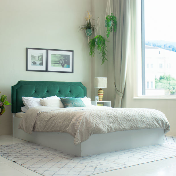 Citta Bedroom Set — Queen Premium Fabric Upholstered with Hydraulic Storage Bed & 4-Door Wardrobe