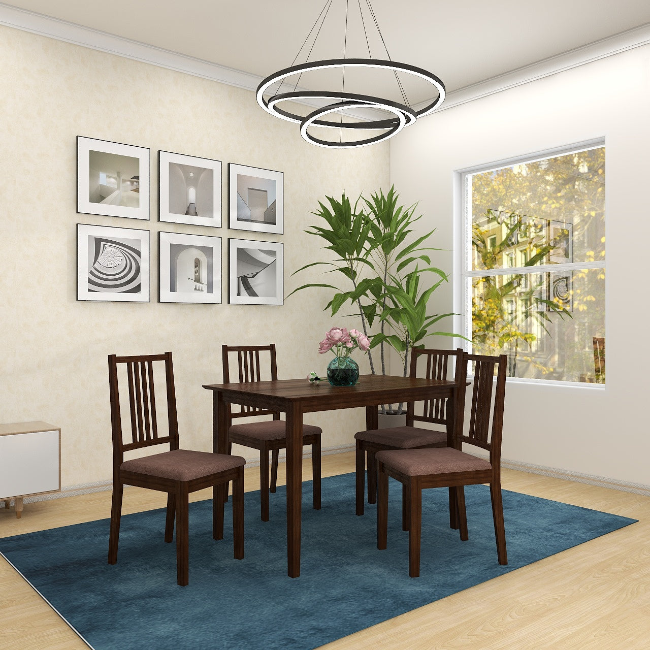 Houston 4-Seater Solid Wood Dining Table Set with Chairs – DF2H