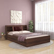 Lavish Queen Bed Walnut Base With Box Storage (Non-Woveen)