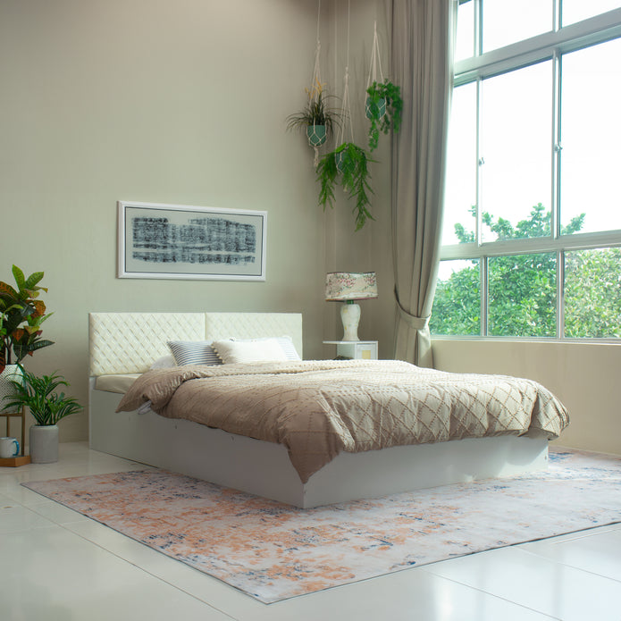 Lush Deluxe Queen Bed White Base With Box Storage (Non-Woveen)