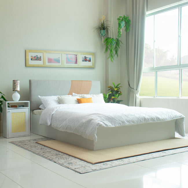 Ashtanga Queen Bed – Leatherette Upholstery with Box Storage