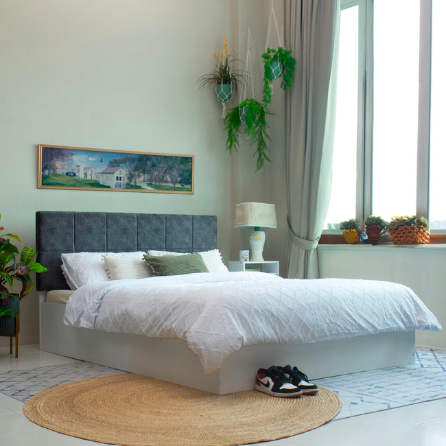 Prana Queen Bed – Leatherette Upholstered with Box Storage