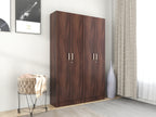 Kenzou 4-Door Engineered Wood Wardrobe with Shelves and Hanger – DF2H