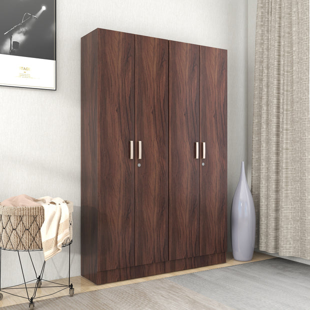 Kenzou 4-Door Engineered Wood Wardrobe with Shelves and Hanger – DF2H