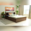 Timber Queen Bed – Walnut Finish with Box Storage