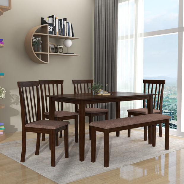 Monterey 6-Seater Solid Wood Dining Table with Bench and Chairs – DF2H