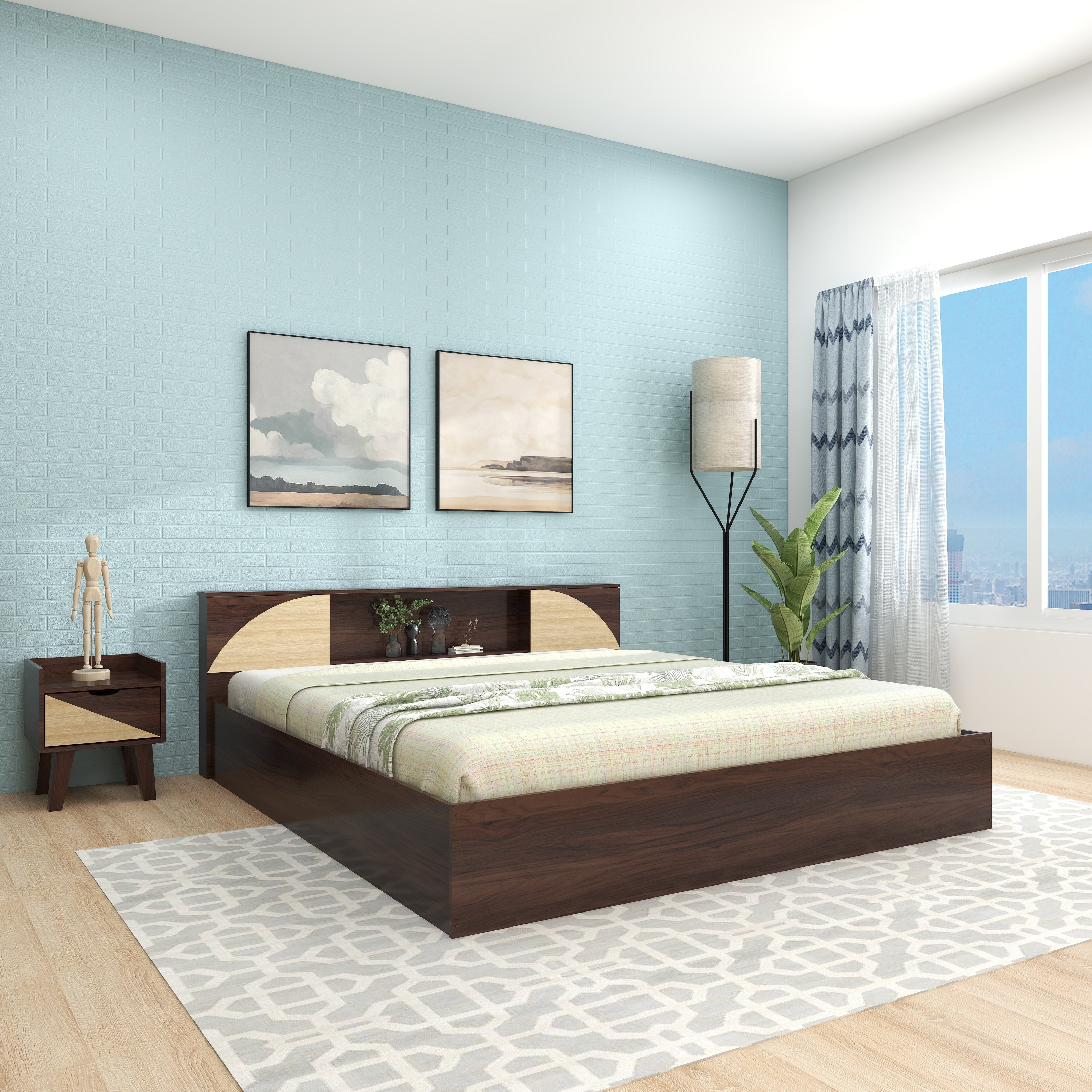 Vida Queen Bed with Headboard and Box Storage – DF2H