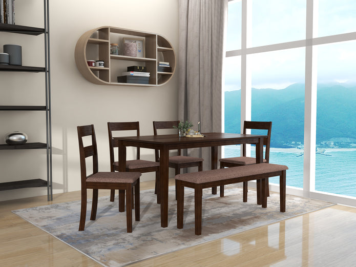 Dallas 6 Seater Solid Wood Dining Set With Bench