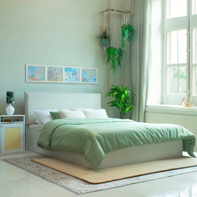 Yama Queen Bed – Leatherette Upholstery with Box Storage