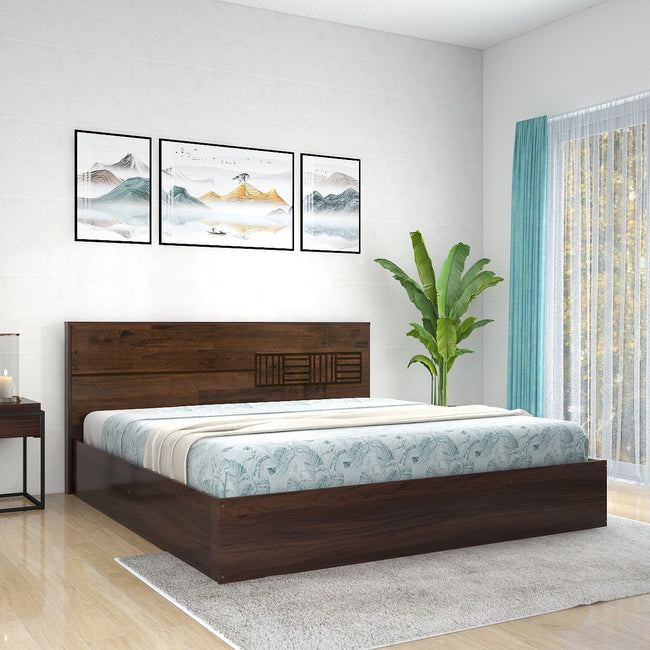 Aglaea Solidwood Headbord Queen Bed With Box Storage Non-Woveen