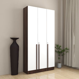 Kenzou 3-Door Engineered Wood Wardrobe – Modern Bedroom Almirah with Shelves