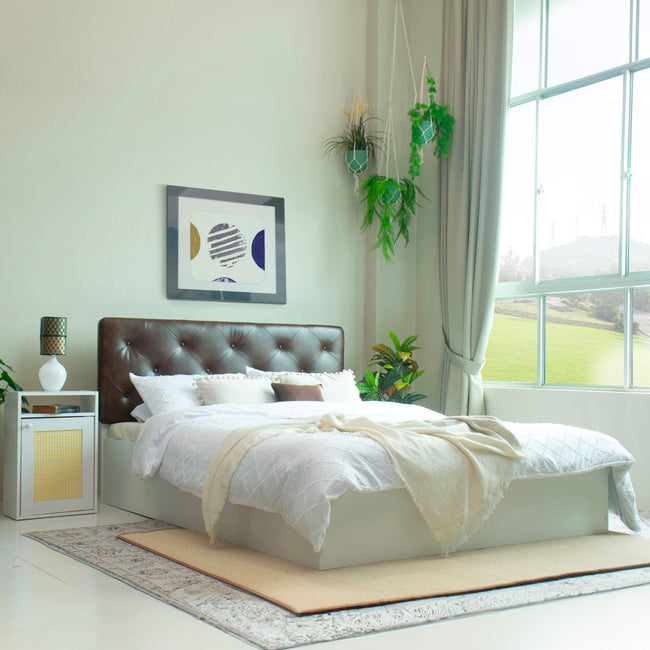 Tobacco Bed With Premium Leatherette Fabric And Box Storage - Queen Bed