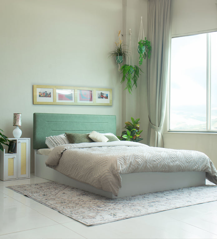 Ahimsa Queen Bed – Leatherette Upholstered with Box Storage