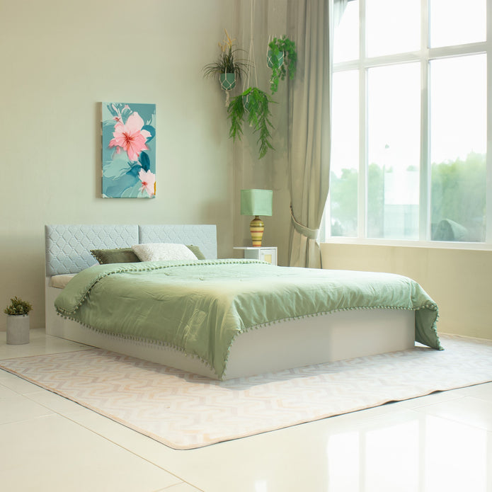 Lush Deluxe Queen Bed White Base With Box Storage (Non-Woveen)