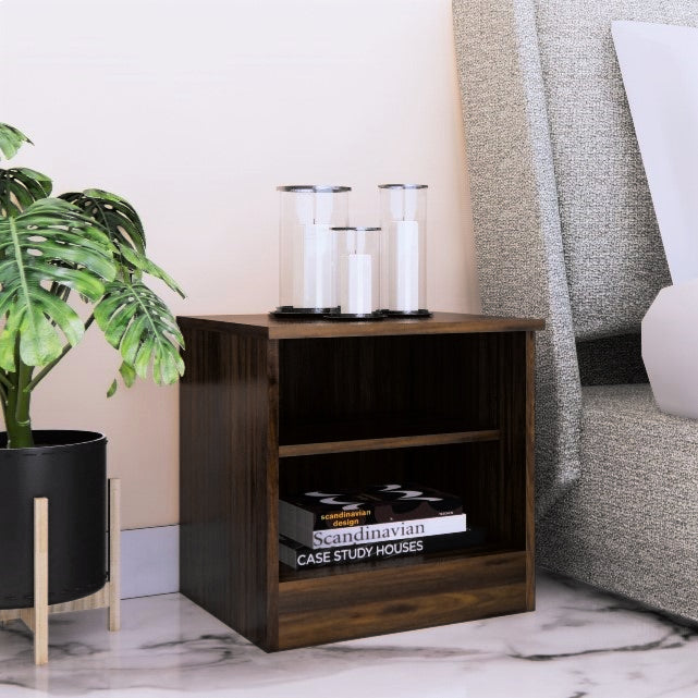 Takeo Wooden Bedside Table in Walnut Finish with Drawer – DF2H