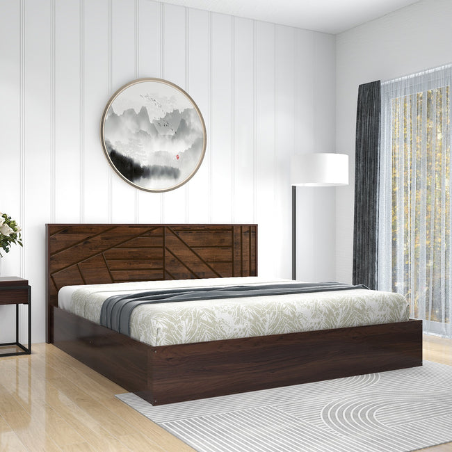 Hera Queen Bed – Solid Wood Headboard with Box Storage
